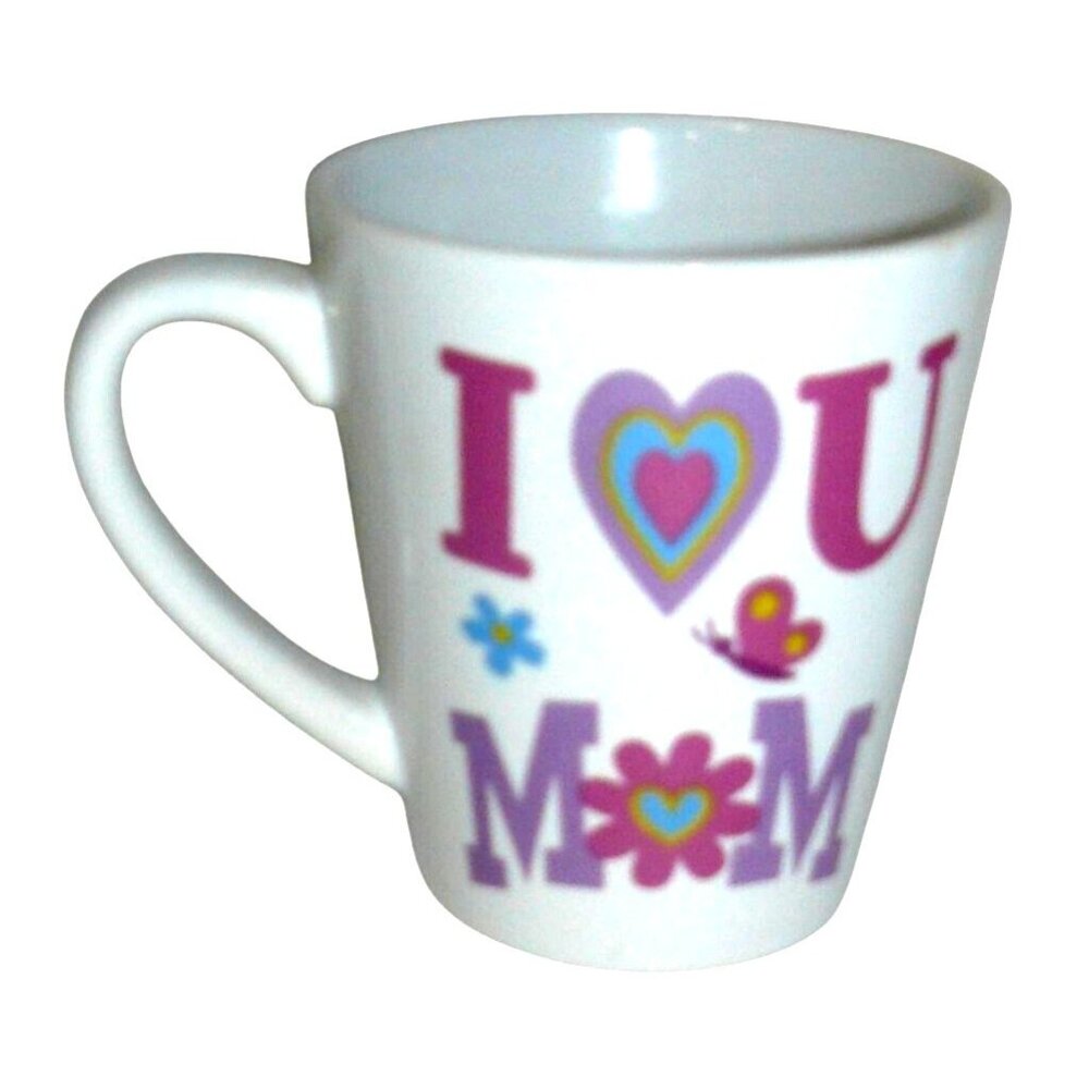 I Love U Mom Coffee Tea Mug Cup Flowers & Butterflies by Homerbest